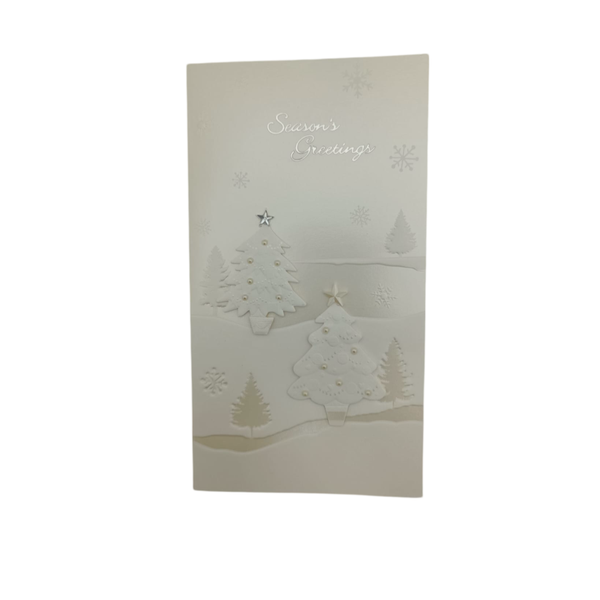 Elegant White Christmas Tree Card - Pack of 10