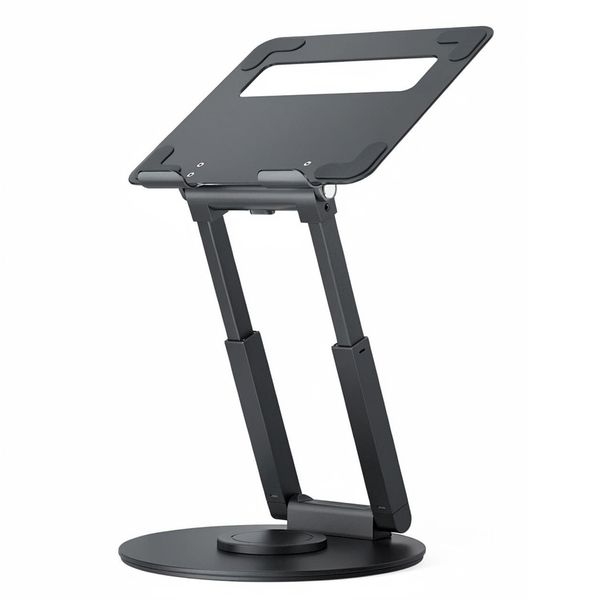 Adjustable Laptop Stand with 360 Swivel Base, Ergonomic Riser