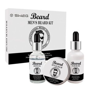Sweg Professional Men's Beard Grooming 3 Piece Kit