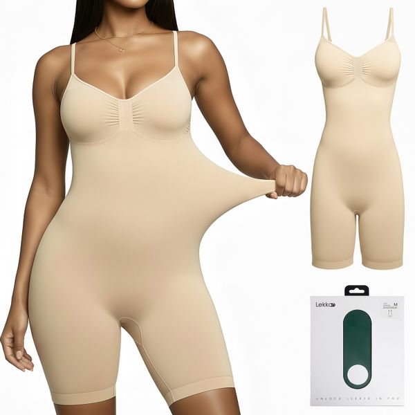 Lekkon Seamless Shaping Bodysuit for Women, Tummy-Waist-Hip-Thigh Sculpting