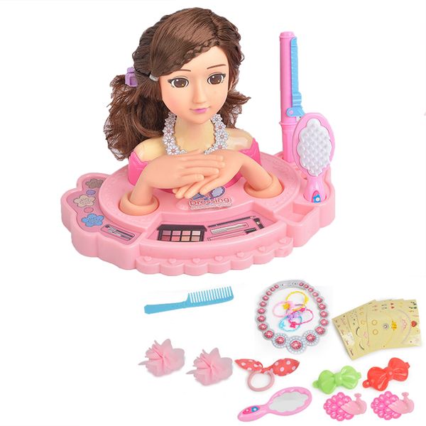 Makeup Toys For Kids Girl Barbie Doll Practice Hair Tie Princess Box Set