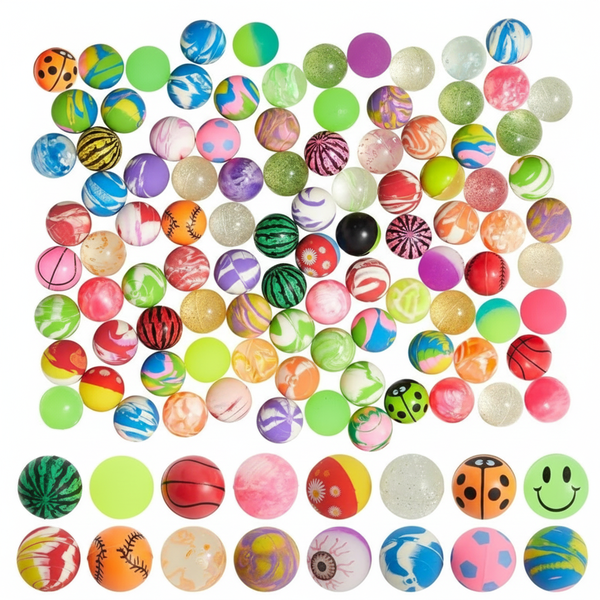 Colorful Bouncy Balls Mega Pack - 100 Assorted Pieces