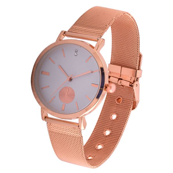 Digitime Parisian Mesh Watch - Rosegold &amp; White