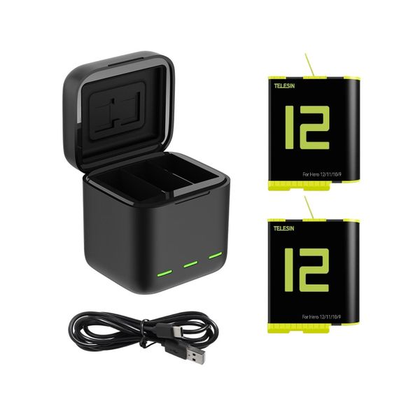 Telesin Triple Battery Charger Box compatible with GoPro Hero 12 Black
