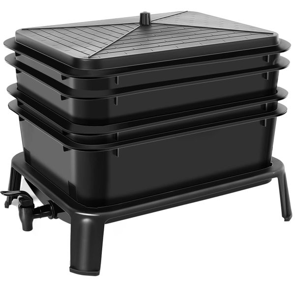 JESSEJESSE -Tray Worm Composter , Outdoor Vermicompost Bin for Garden