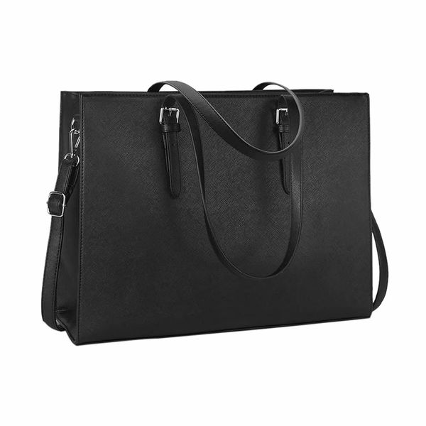 Laptop Bag for Women,15.6-inch Handbags PU Leather Tote Bag