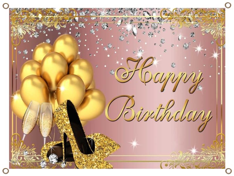 Happy Birthday Banner PVC Pink and Gold 1.3MX900MM