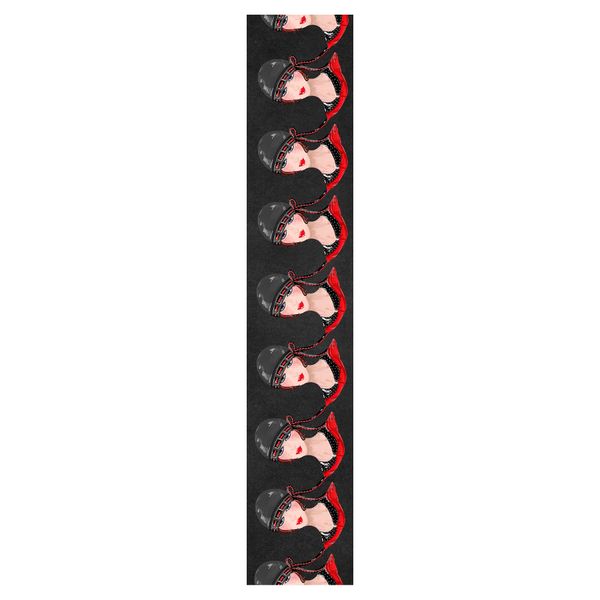 Red Dress Lady on Black Table Runner