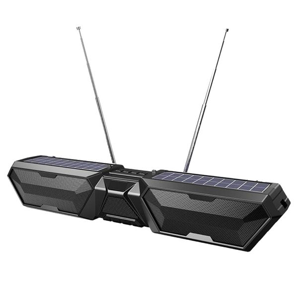 Dual Solar Wireless Bluetooth Speaker Box FM Radio Portable Bass &amp; Treble