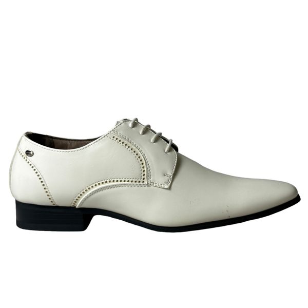 Gino Paoli White Leather Derby Shoe - Men's Formal Lace-Up