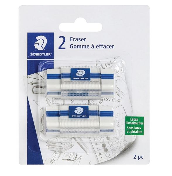 Triangle Duo-Colour PVC-Free Eraser - 2 Pack
