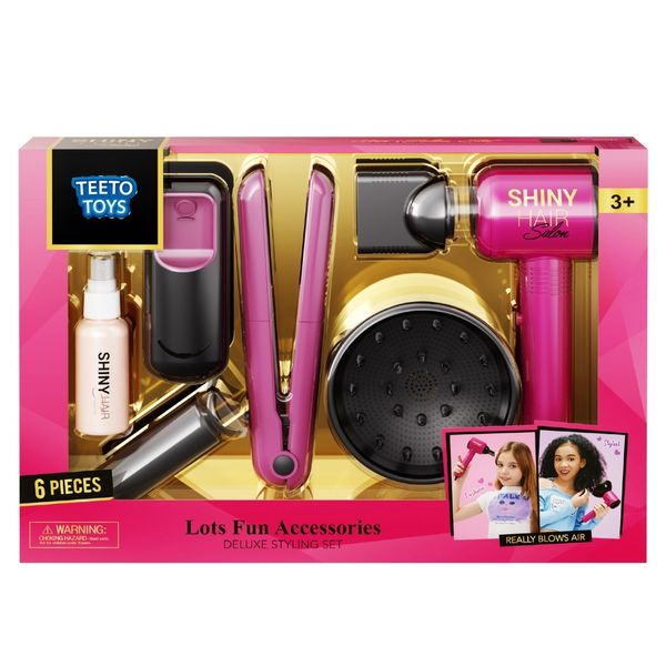 TEETO TOYS - Deluxe Styling Hair Salon Playset - Pretend Play Beauty Toys for Girls
