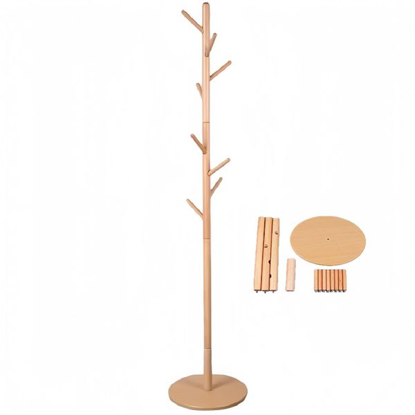 Freestanding Wooden Garment Stand with 8 Pegs for Clothes/ Scarves
