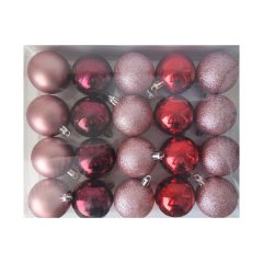 Nordic Scandinavian 20 Pack Pink Red Christmas Tree Baubles Decorations
