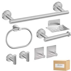 Heartdeco 8 Piece Bathroom Towel Rack Set Stainless Steel Brushed Nickel 40cm