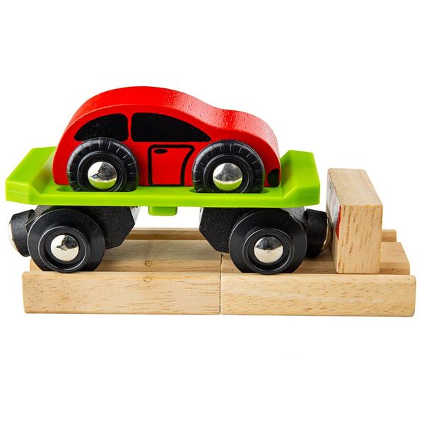 BigJigs Rail Car Carriage With Car Wooden Train Set Expansion Pack
