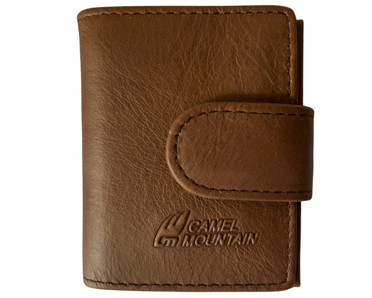 Camel Mountain Men's 18-Card Leather Secure Snap Wallet