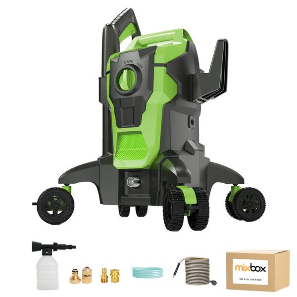 Mix Box Portable High Pressure Washer with Wheels 90Bar 1200W for Car&amp;Home