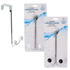 Bulk Pack x 4 Hook Hanger Chrome Plastic 2 Hooks Over Door