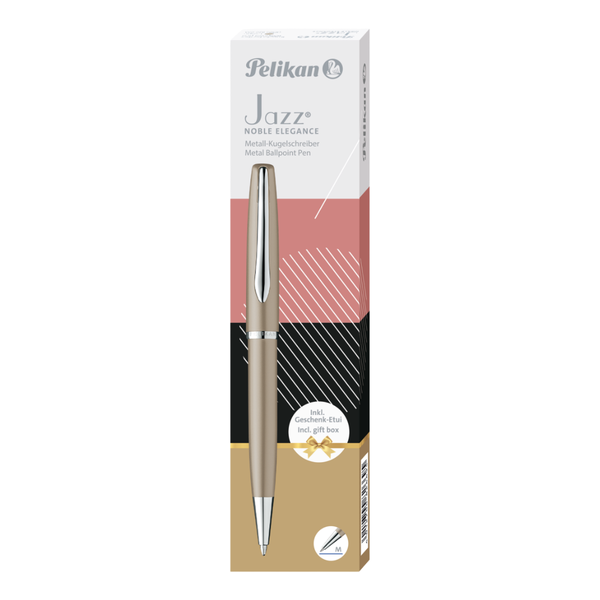 Pelikan Jazz Noble Elegance Ballpoint Pen - Blue Ink, Gift Box - Taupe