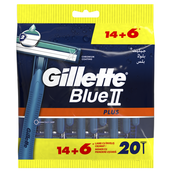 Gillette Blue II Plus Men's Disposable Razors" 14+6 Razors