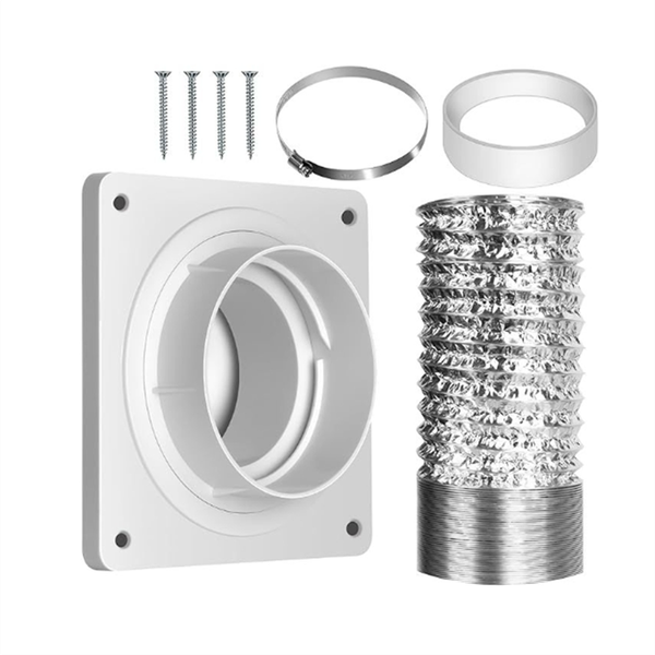 Dryer Vent Wall Plate with Hose(4 Inch 8 Feet) B Compatible with None