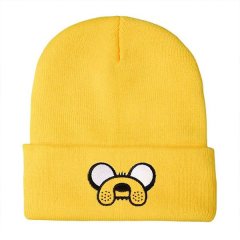 Yellow Dog Knit Hat Cute Yarn Beanie Bobble Hat Parent-Child Warm Hat