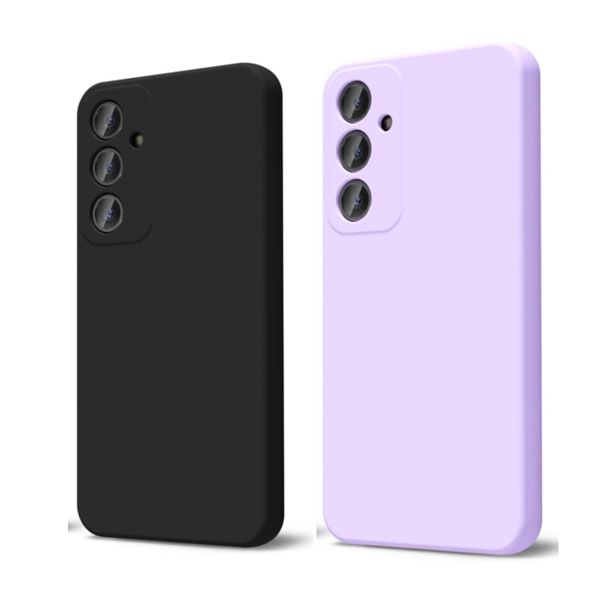 2 Pack silicone case compatible with Samsung A35 - Black &amp; Neon Pink