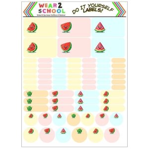 Watermelon Waterproof school marking labels with Wrap Arounds for Pencils