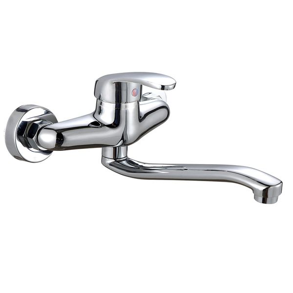 Designer Wall-Mounted Chrome Mixer Tap 6202 with Swivel Spout for Kitchen