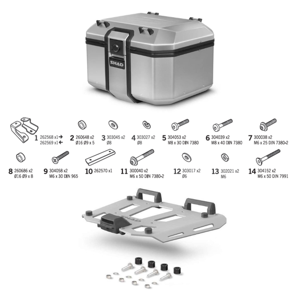 SHAD TR48 Top Box &amp; Mounting Kit for a BMW R1250GS Adventure (2019-2024)