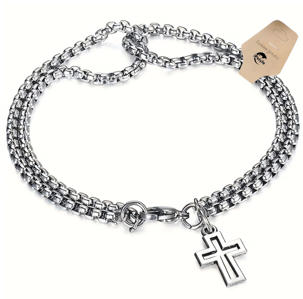 IPSTYLE Bracelet Stainless Steel 7mm Width Chain Bracelet For Women Men