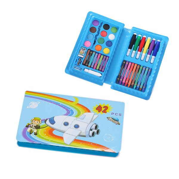42 Piece Art Set for Kids Painting Kit Art Supply Portable Box Gift Blue