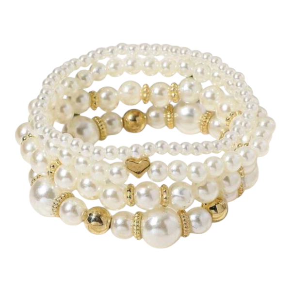Faux Pearl Bracelet Set 4 Piece