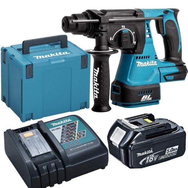 Makita - Cordless Rotary Hammer Drill with 5Ah Battery &amp; Charger in Case