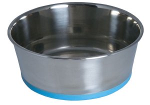 Rogz - Stainless Steel Slurp Dog Bowl - Medium 1050ml - Blue Base