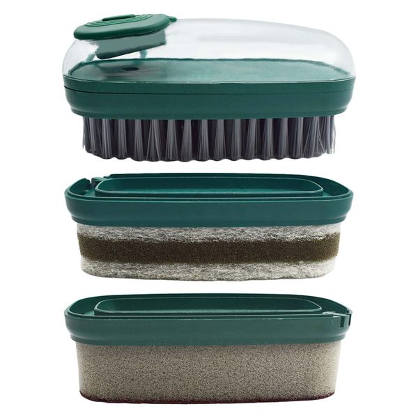 3 In 1 Multifunctional Soap Dispenser With Cleaning Brush Sponge And Matte