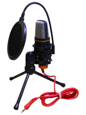 Plug &amp; Play Condenser Microphone with Flexible Boom Shield and Tripod Stand