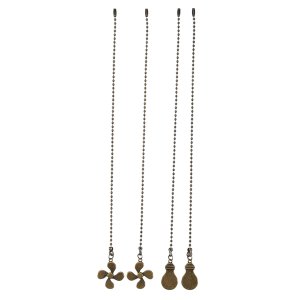 4 Pcs Ceiling Fan Pull Chain Set Bulb and Fan Pattern(Antique Bronze)