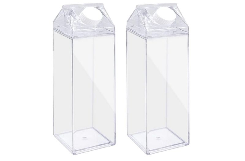 2 Pack 17oz/500ml Milk Carton Water Bottle Plastic Milk Box BPA Free Child