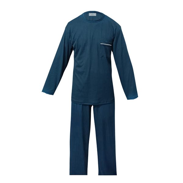 PJ Warehouse Mens Ribbed Winter PJ - Petrol