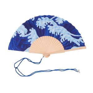 Ocean Waves Handheld Fan - Wood &amp; Textile