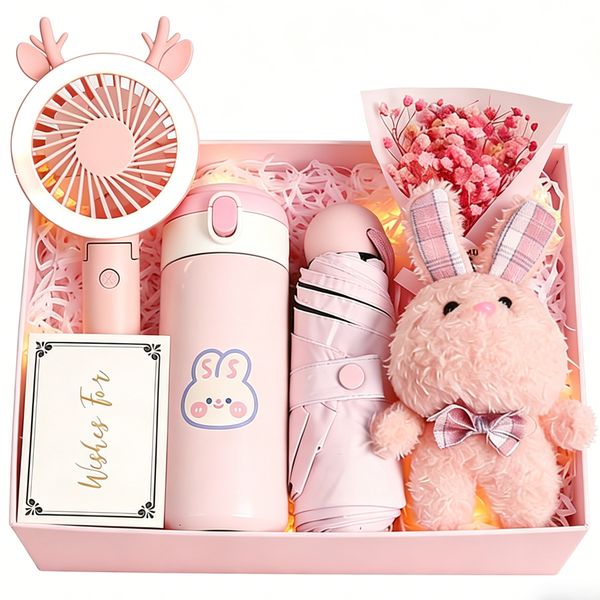 Birthday gift set for girls,fan,thermos,umbrella,plush toy,bridesmaid gift