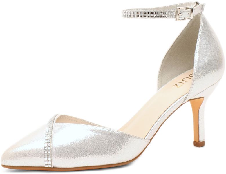 Quiz - Women Silver Shimmer Diamante Trim Court Heels