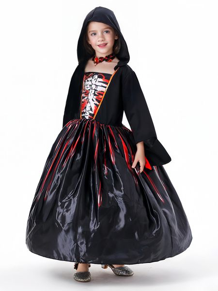 Halloween Kids Long Vampiress Costume, Gothic Halloween Vampiress Dress