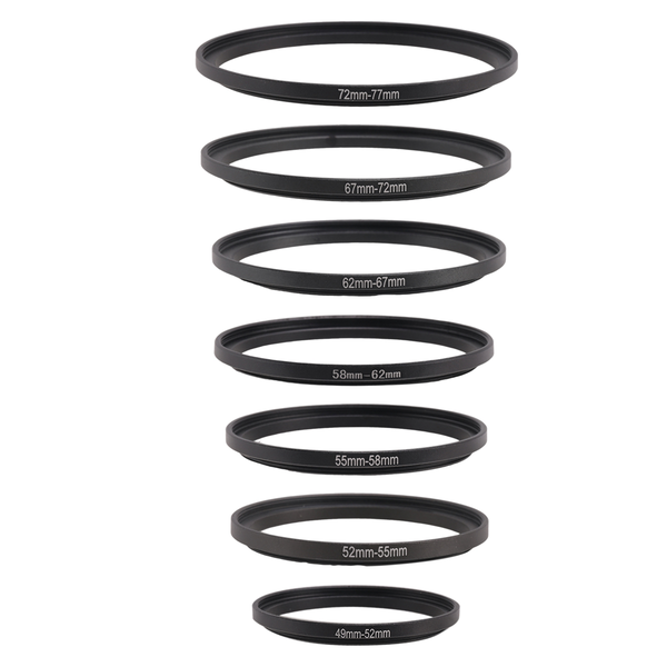 49mm 52mm 55mm 58mm 62mm 67mm 72mm 77mm Lens Filter Step Up Rings
