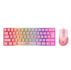 HXSJ - Wired Gaming Keyboard &amp; Mouse Set With Floating Keycaps - Pink