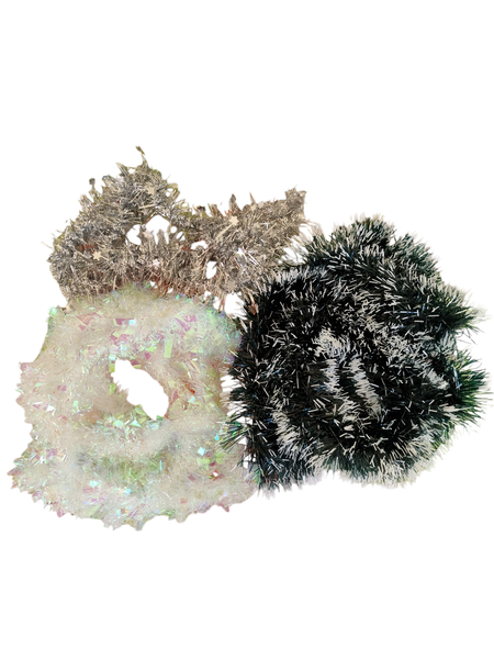 Christmas tinsels 3 Green White and Silver