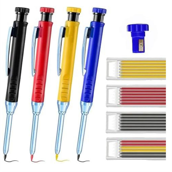 Multi Pack Solid Carpenter Pencil Set with 2.8MM Lead and Built-in Sharpene