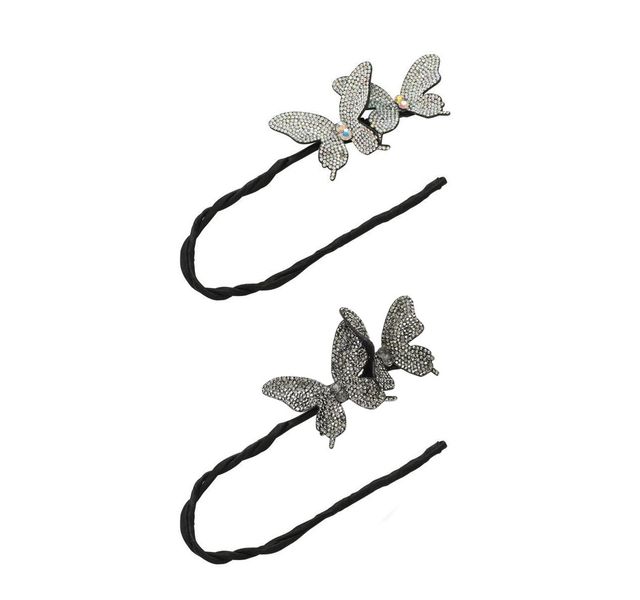 2 Piece Rhinestone Hair Bun Maker, Butterfly Deft Easy Bun Twister